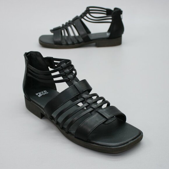 Frye and Co Ladies 10 Teaghan Black Gladiator Ankle Sandals Back/rear-zip Shoes - Picture 1 of 12